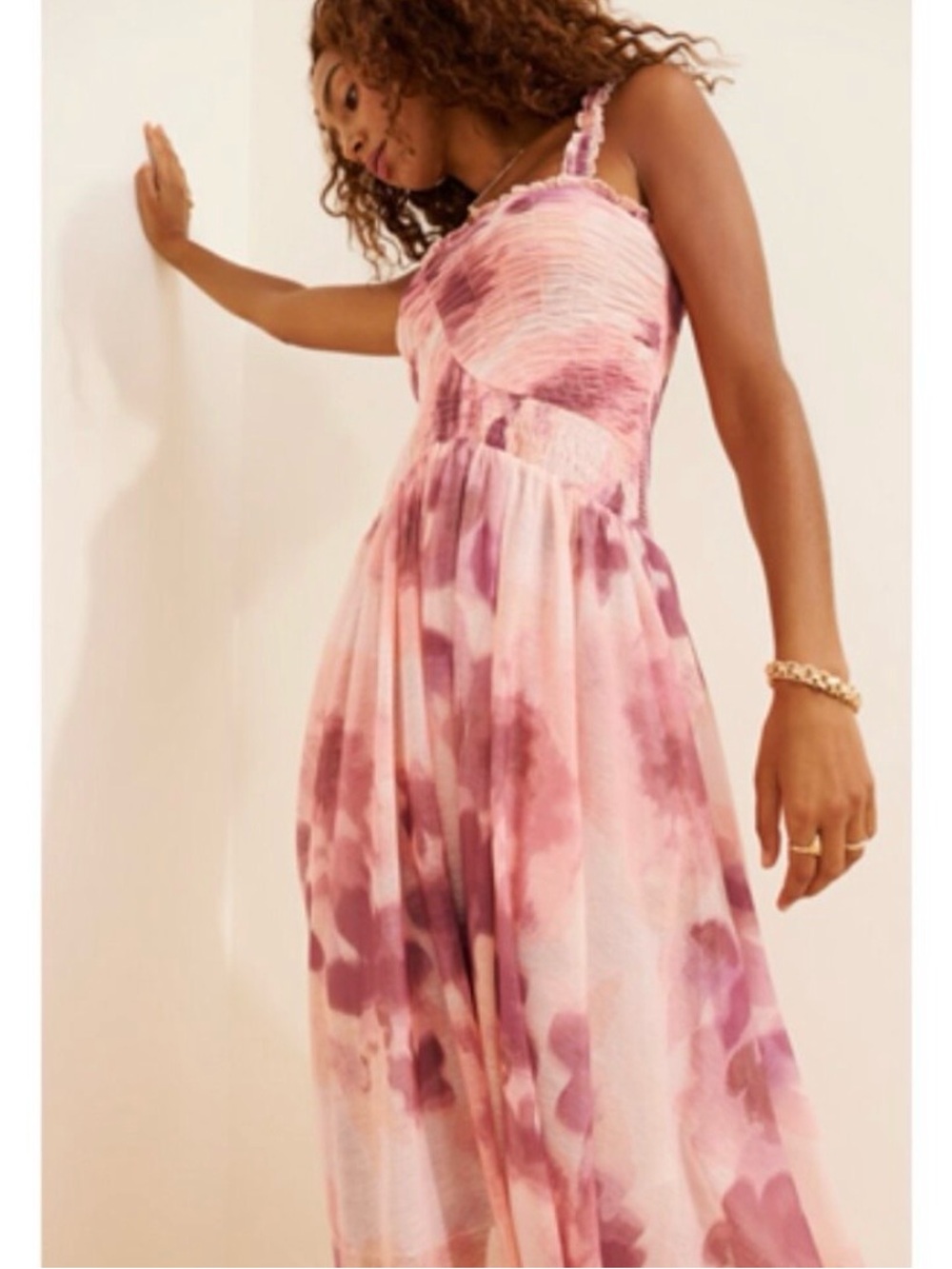 Free People X Revolve Tessa Smocked Midi Dress Women’s M Slight Injury (Read!)